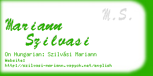 mariann szilvasi business card